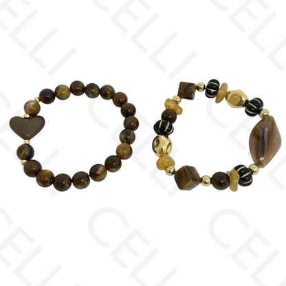 Pulseira de Moda Elástica- Resina (conjunto de 2)