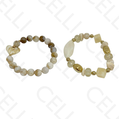 Pulseira de Moda Elástica- Resina (conjunto de 2)