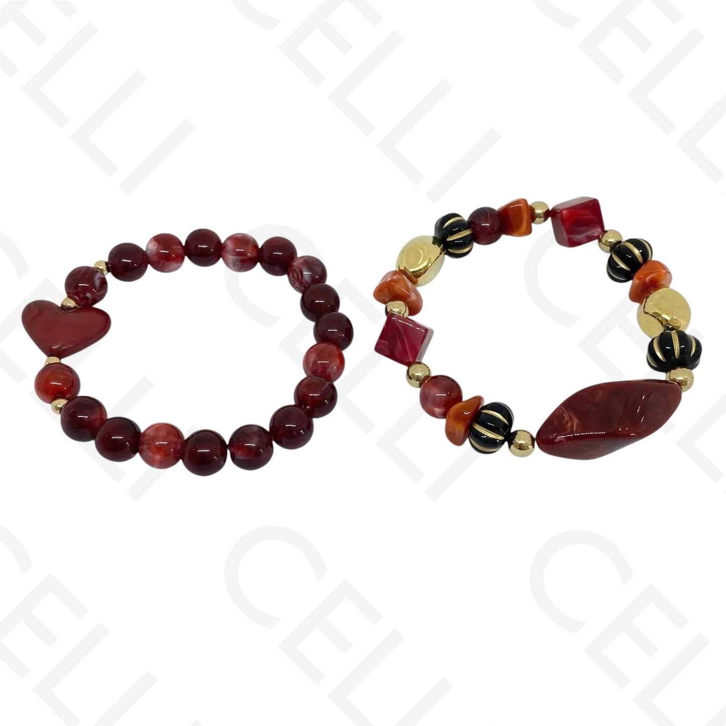 Pulseira de Moda Elástica- Resina (conjunto de 2)