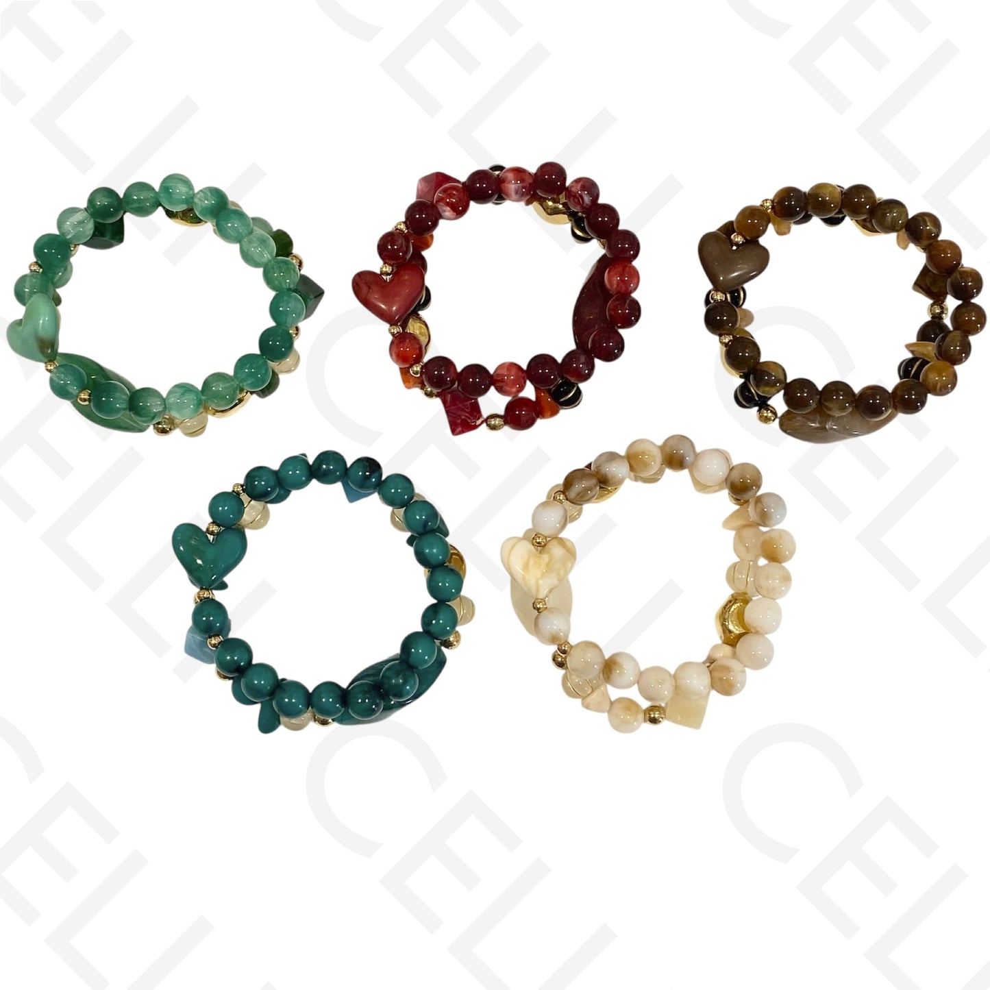 Pulseira de Moda Elástica- Resina (conjunto de 2)