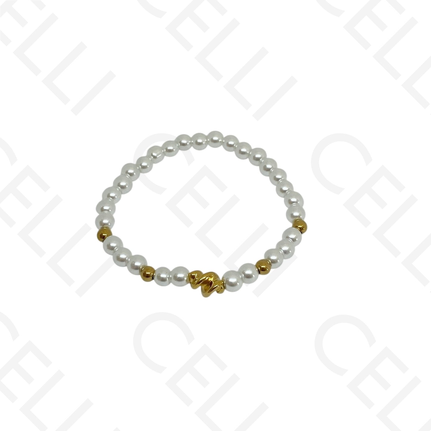 Pulseira de aço elástica- pérolas (conjunto de 3)