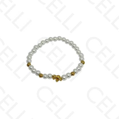 Pulseira de aço elástica- pérolas (conjunto de 3)