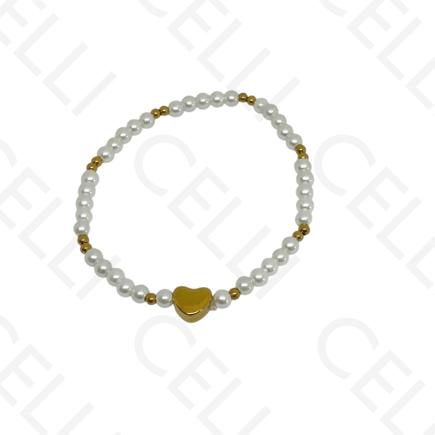 Pulseira de aço elástica- pérolas (conjunto de 3)