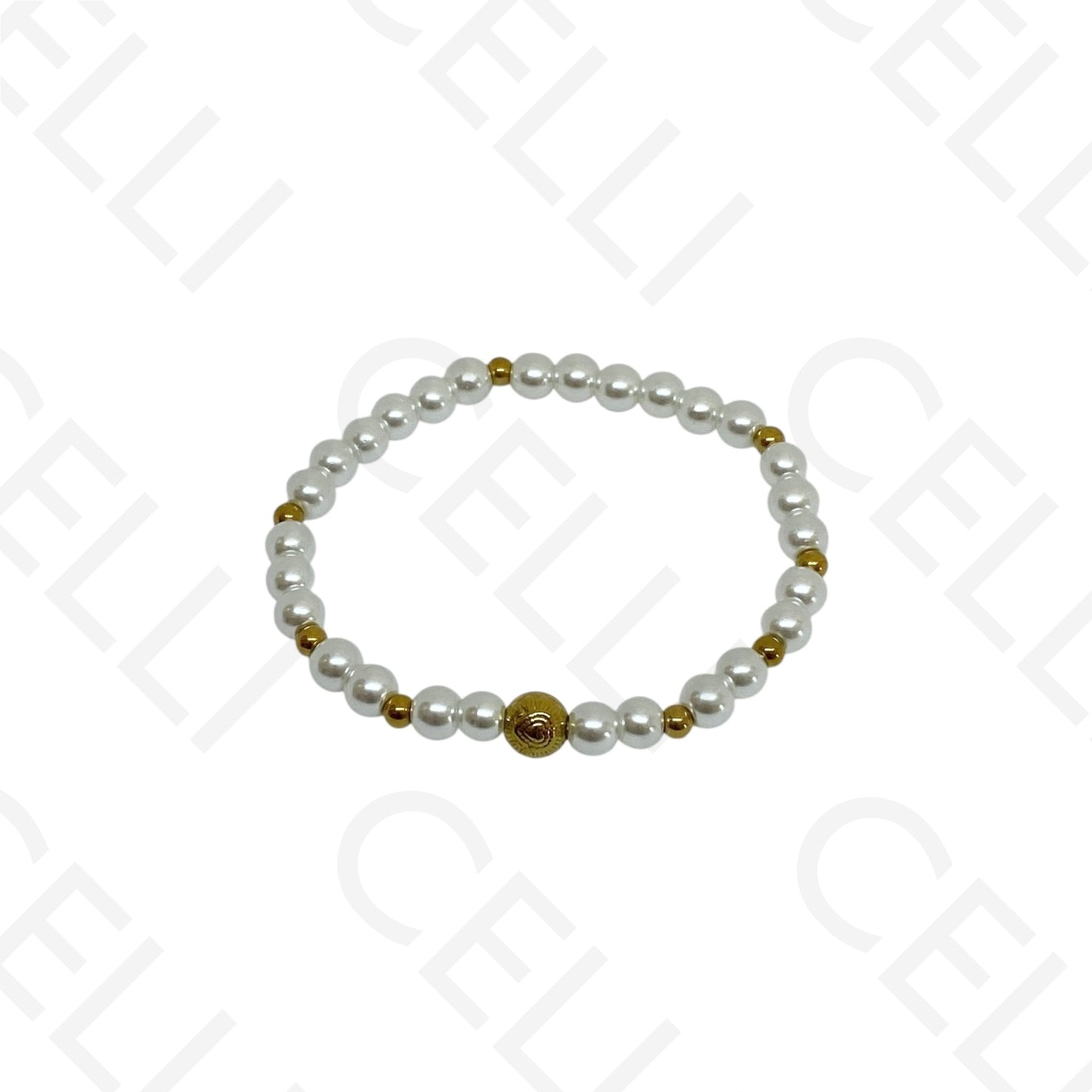 Pulseira de aço elástica- pérolas (conjunto de 3)