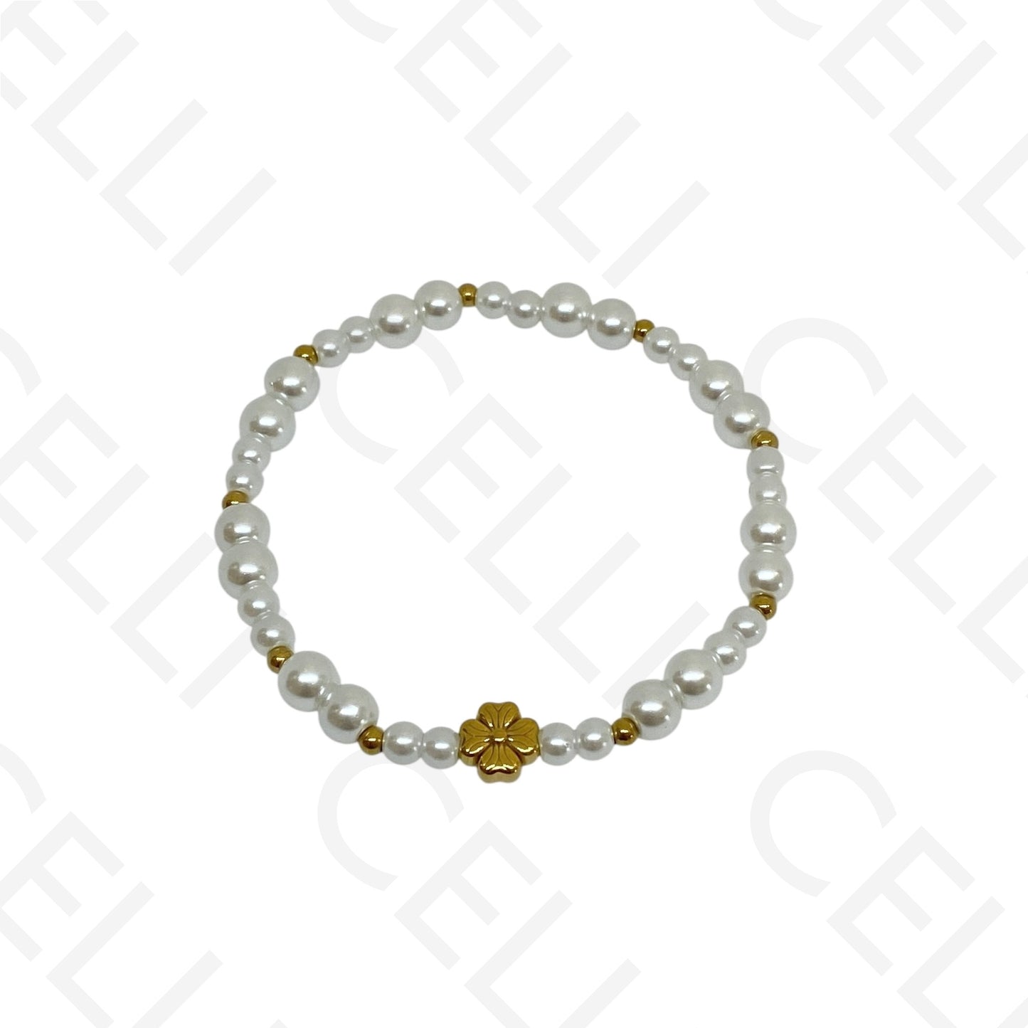 Pulseira de aço elástica- pérolas (conjunto de 3)