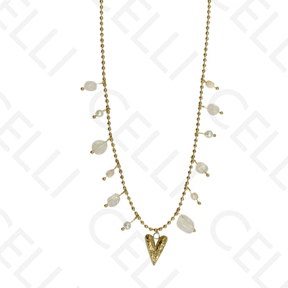 Colar de aço - pedras coloridas, coração