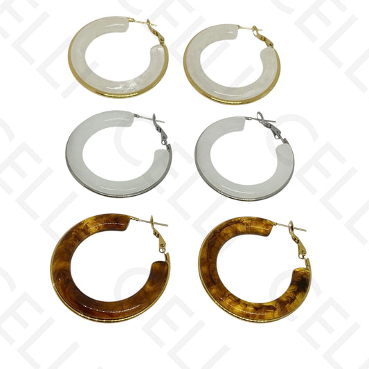 Brinco de aço - argola com resina