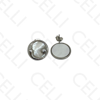 Brinco de aço - lua e estrela madrepérola