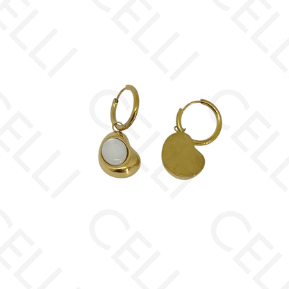 Steel earring - bean-shaped hoop