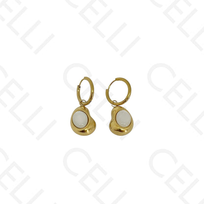 Steel earring - bean-shaped hoop