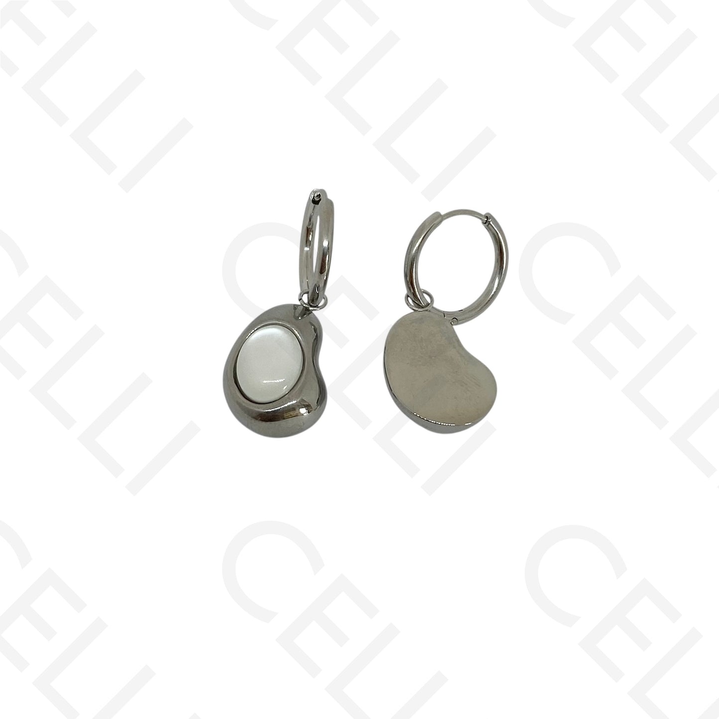 Steel earring - bean-shaped hoop