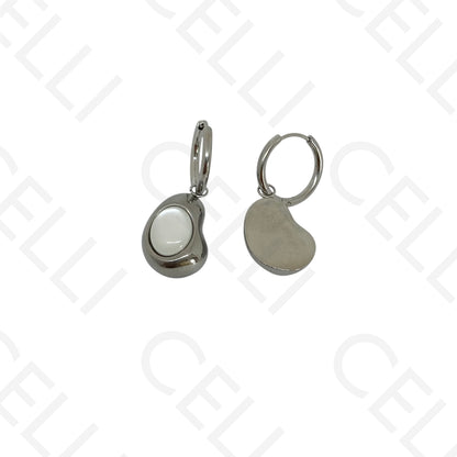 Steel earring - bean-shaped hoop