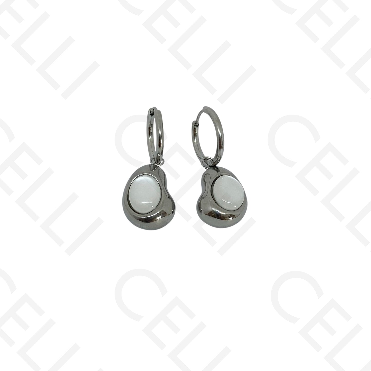 Steel earring - bean-shaped hoop