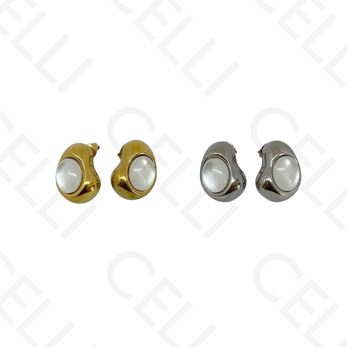 Brinco de aço - formato feijão