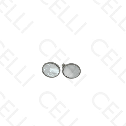 Steel earring - oval with mother-of-pearl