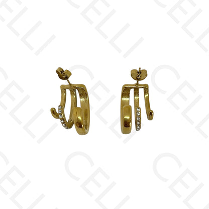 Steel earring - triple with brilliants