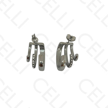 Steel earring - triple with brilliants