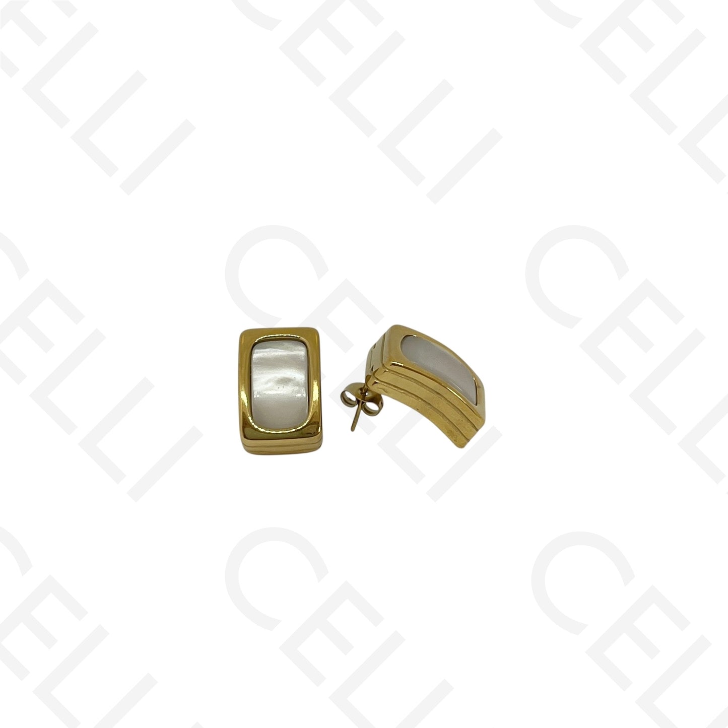 Steel earring - rectangular