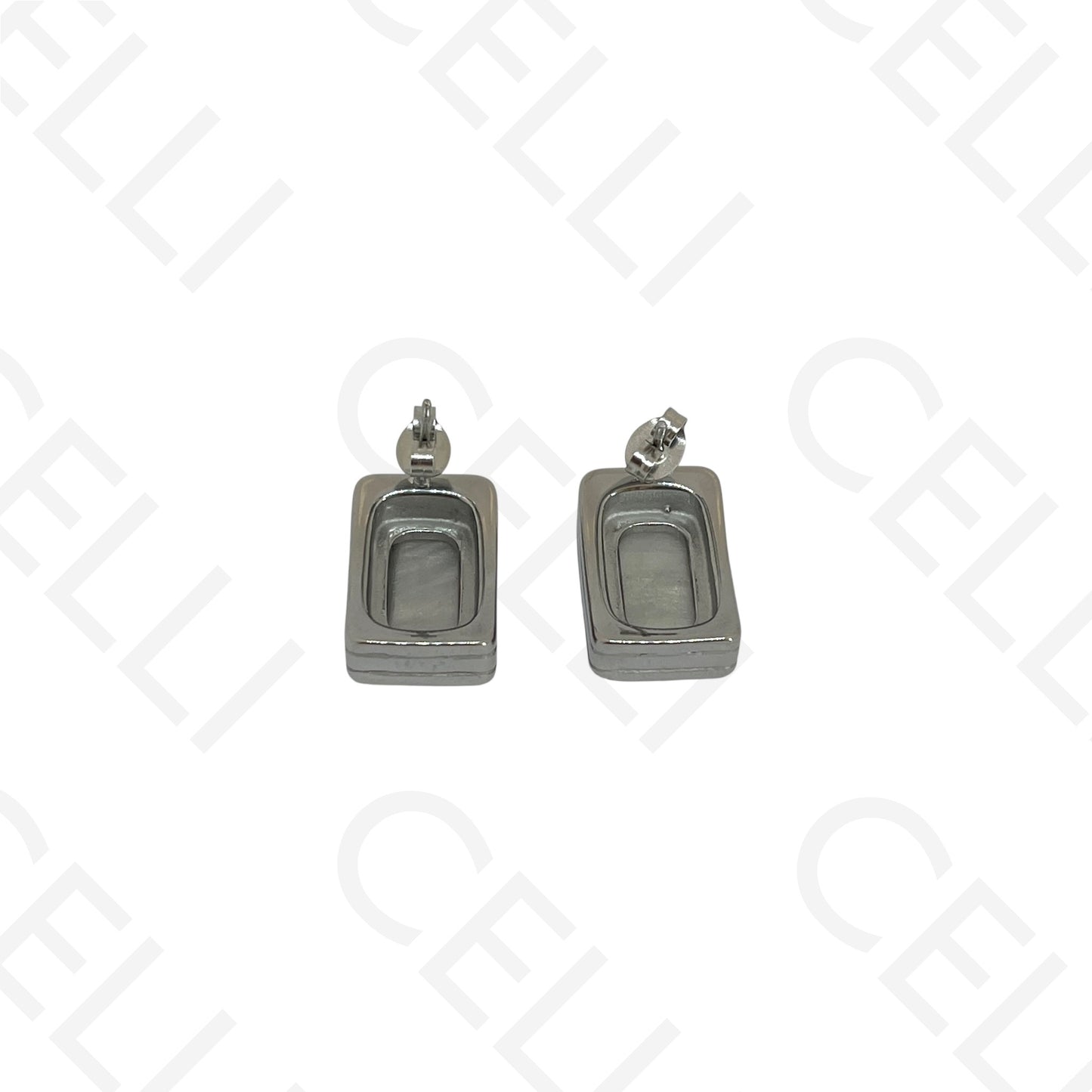 Steel earring - rectangular