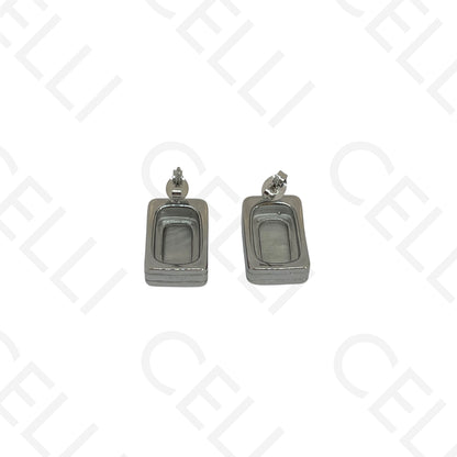 Steel earring - rectangular