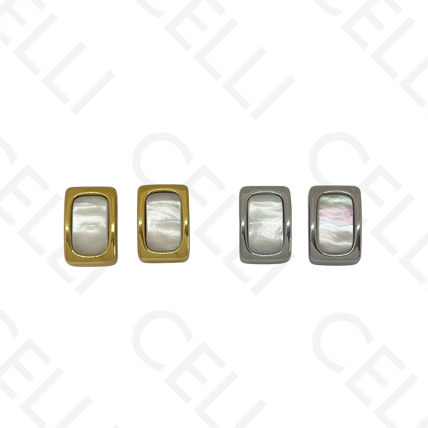 Steel earring - rectangular