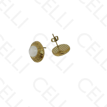 Brinco de aço - oval trabalhado