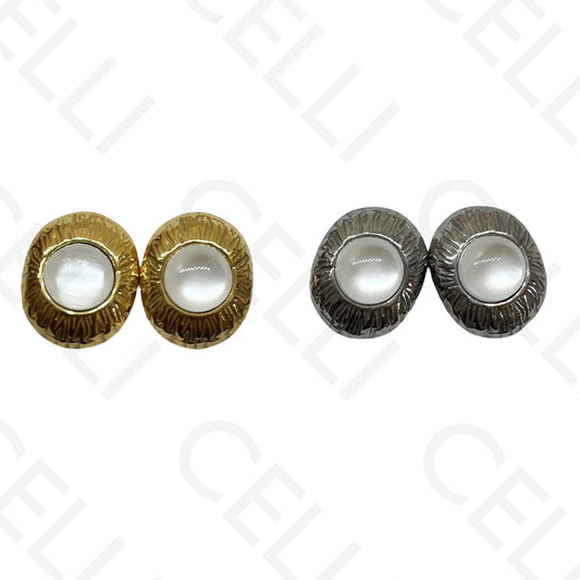 Brinco de aço - oval trabalhado