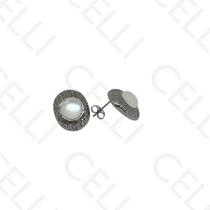 Brinco de aço - oval trabalhado