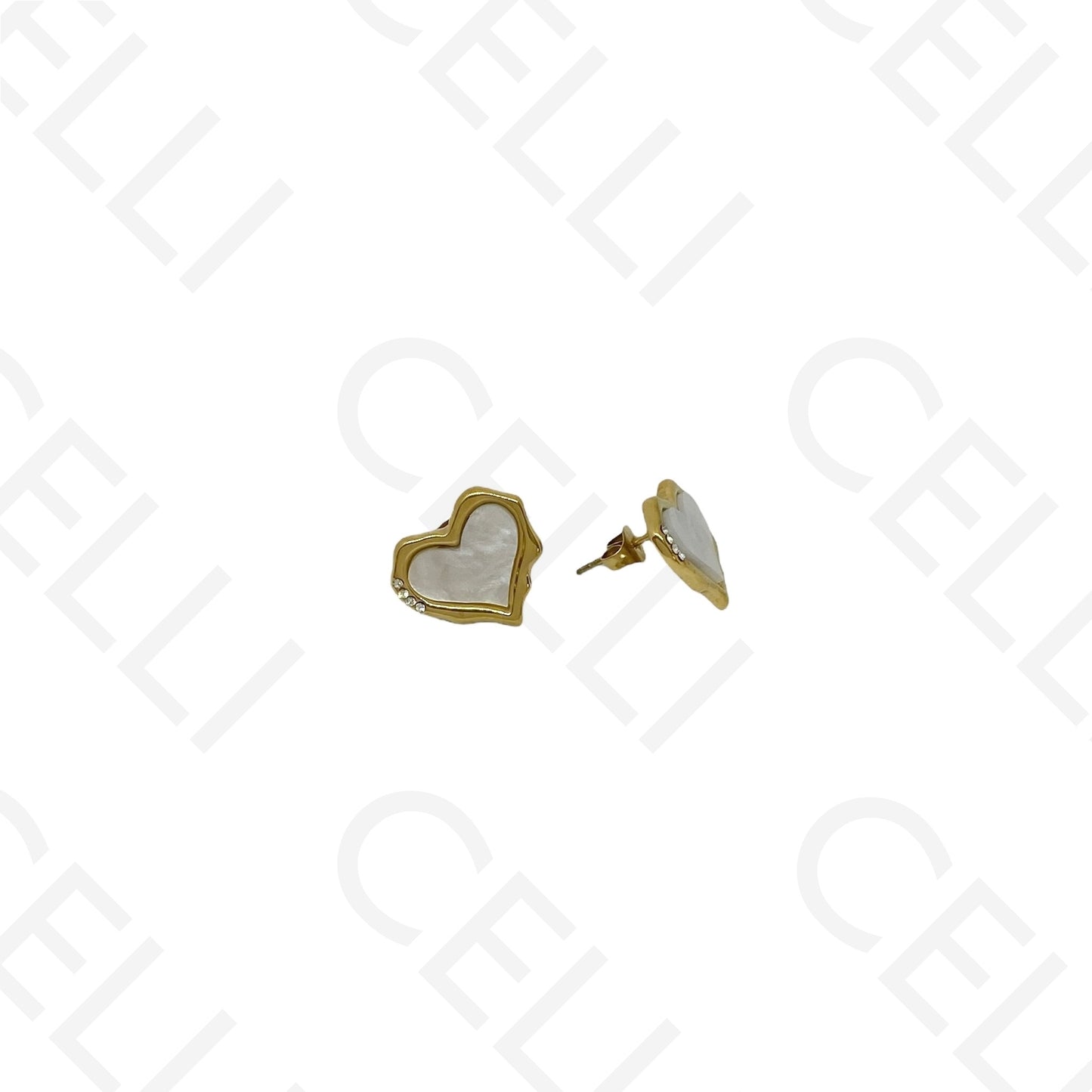 Brinco de aço - coração irregular madrepérola