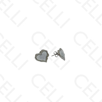 Brinco de aço - coração irregular madrepérola