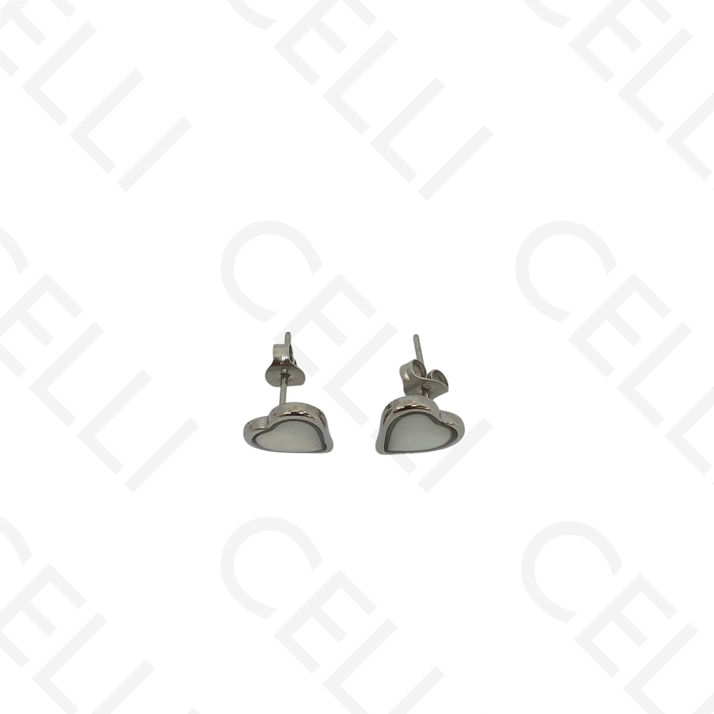 Brinco de aço - coração madrepérola