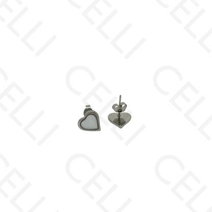 Brinco de aço - coração madrepérola