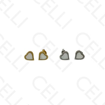 Brinco de aço - coração madrepérola