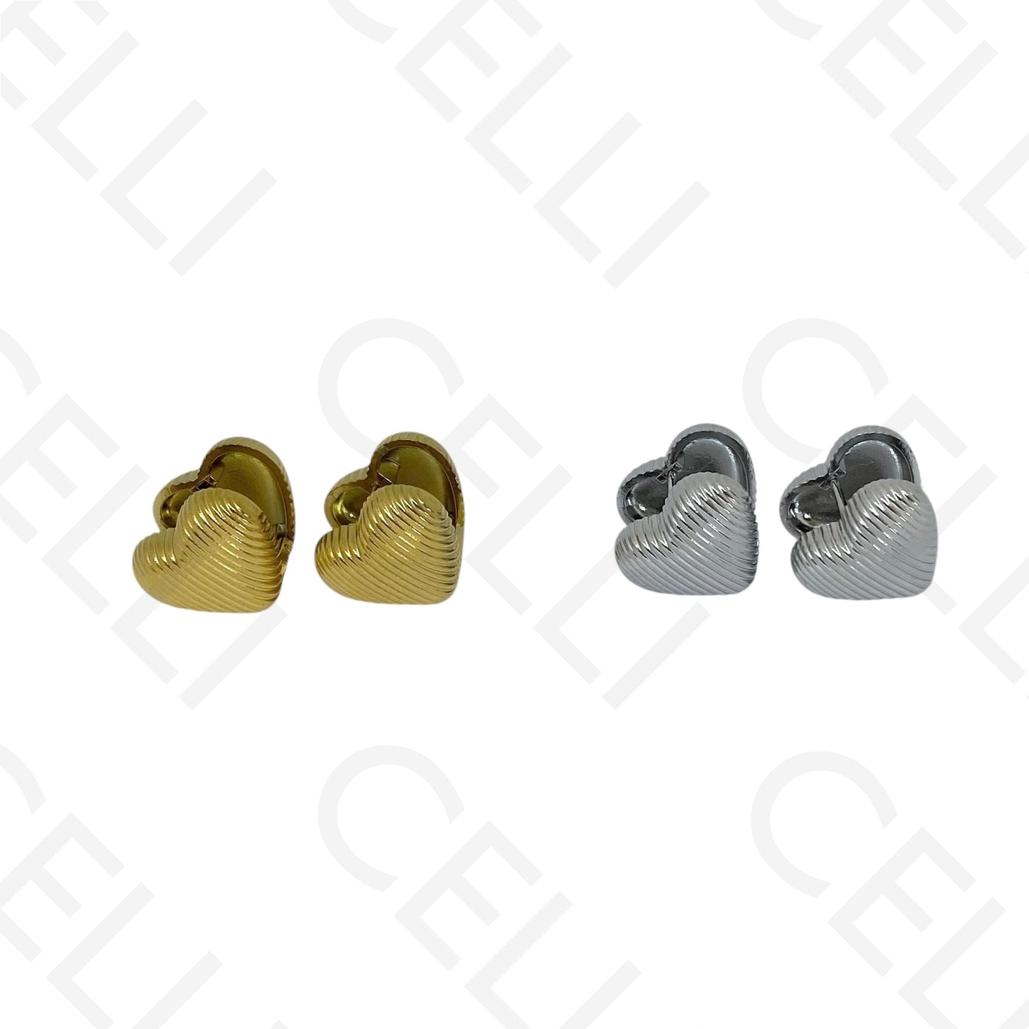 Brinco de aço - coração trabalhado