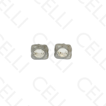 Brinco de aço - rectangular com brilhante