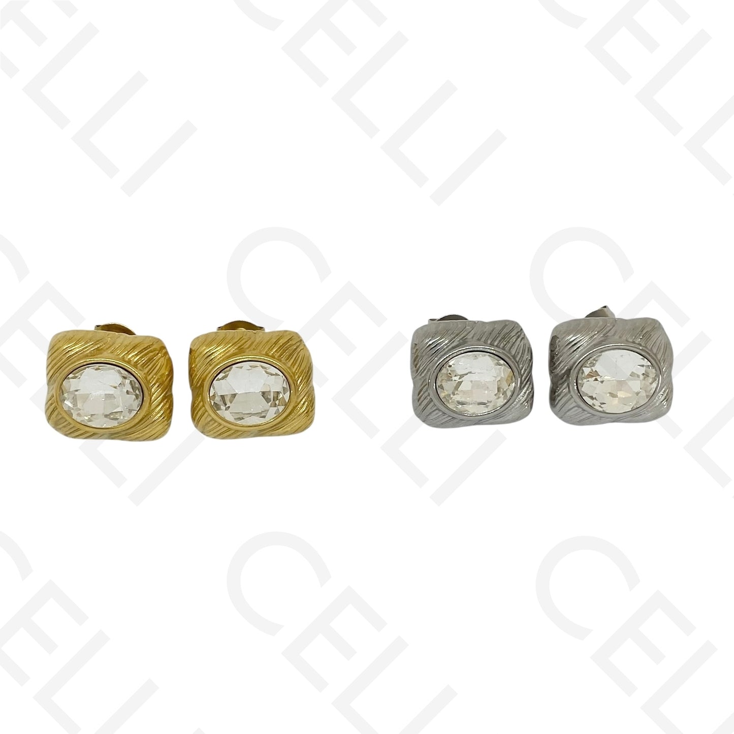 Brinco de aço - rectangular com brilhante