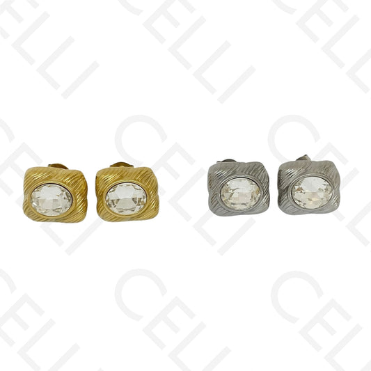 Brinco de aço - rectangular com brilhante