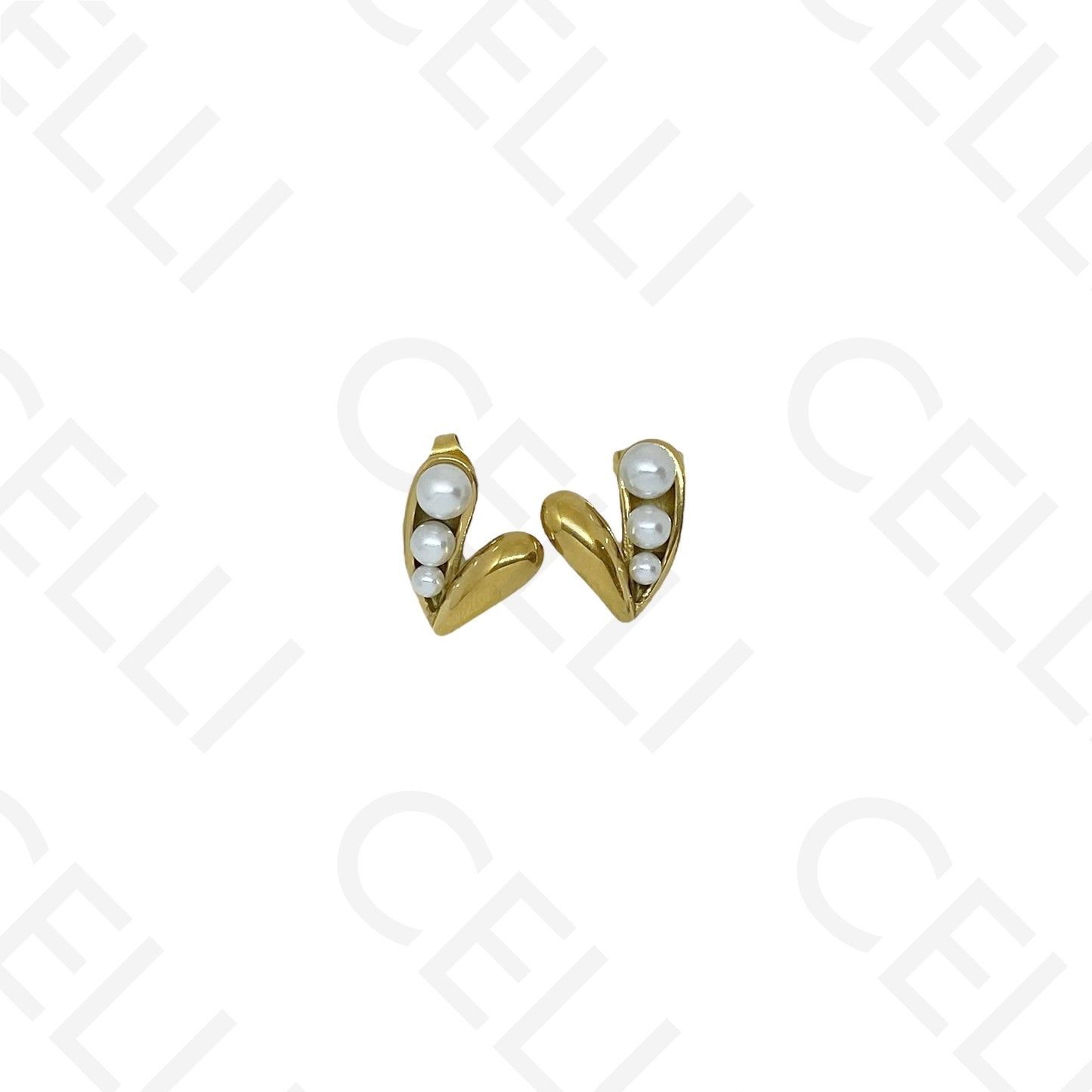 Pendiente de acero - corazón con perlas