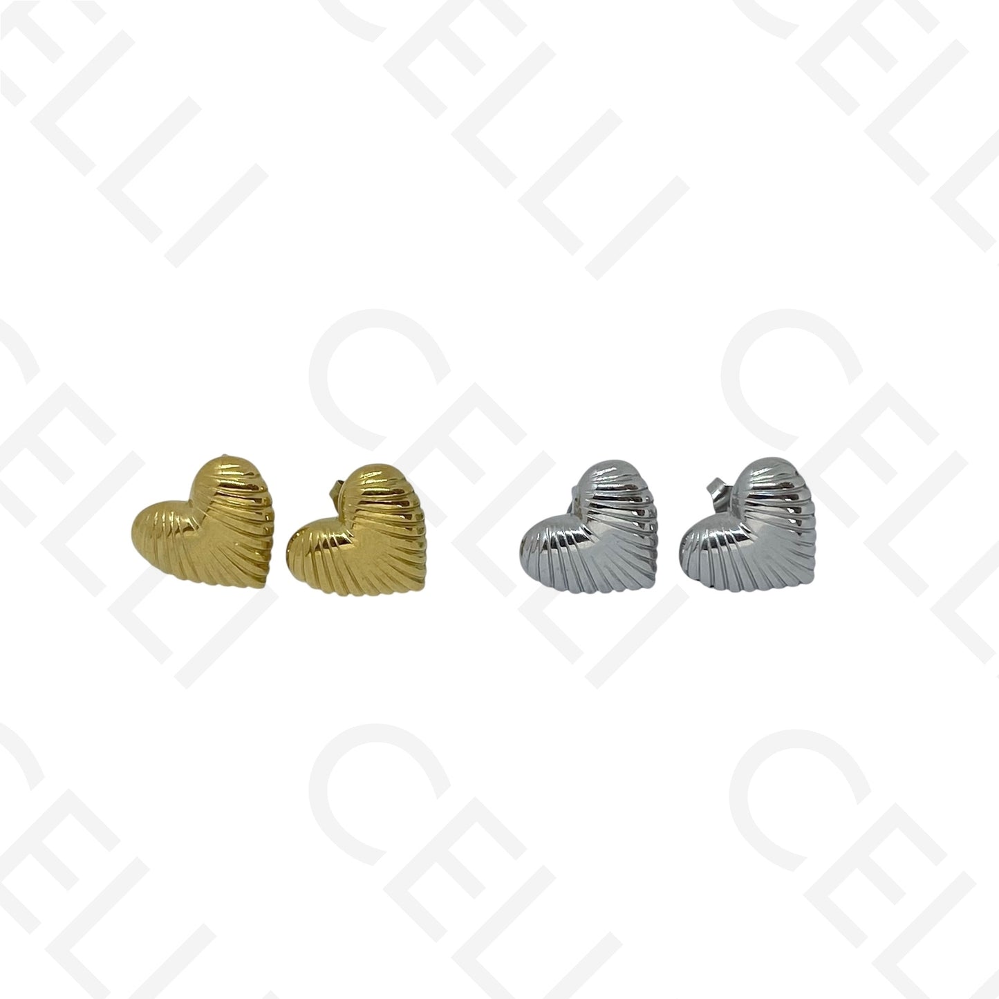 Brinco de aço - coração trabalhado