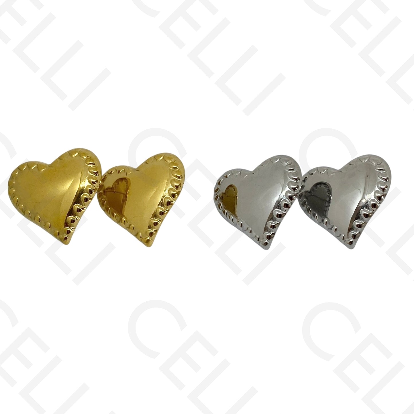 Brinco de aço - coração trabalhado