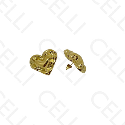 Brinco de aço - coração amassado