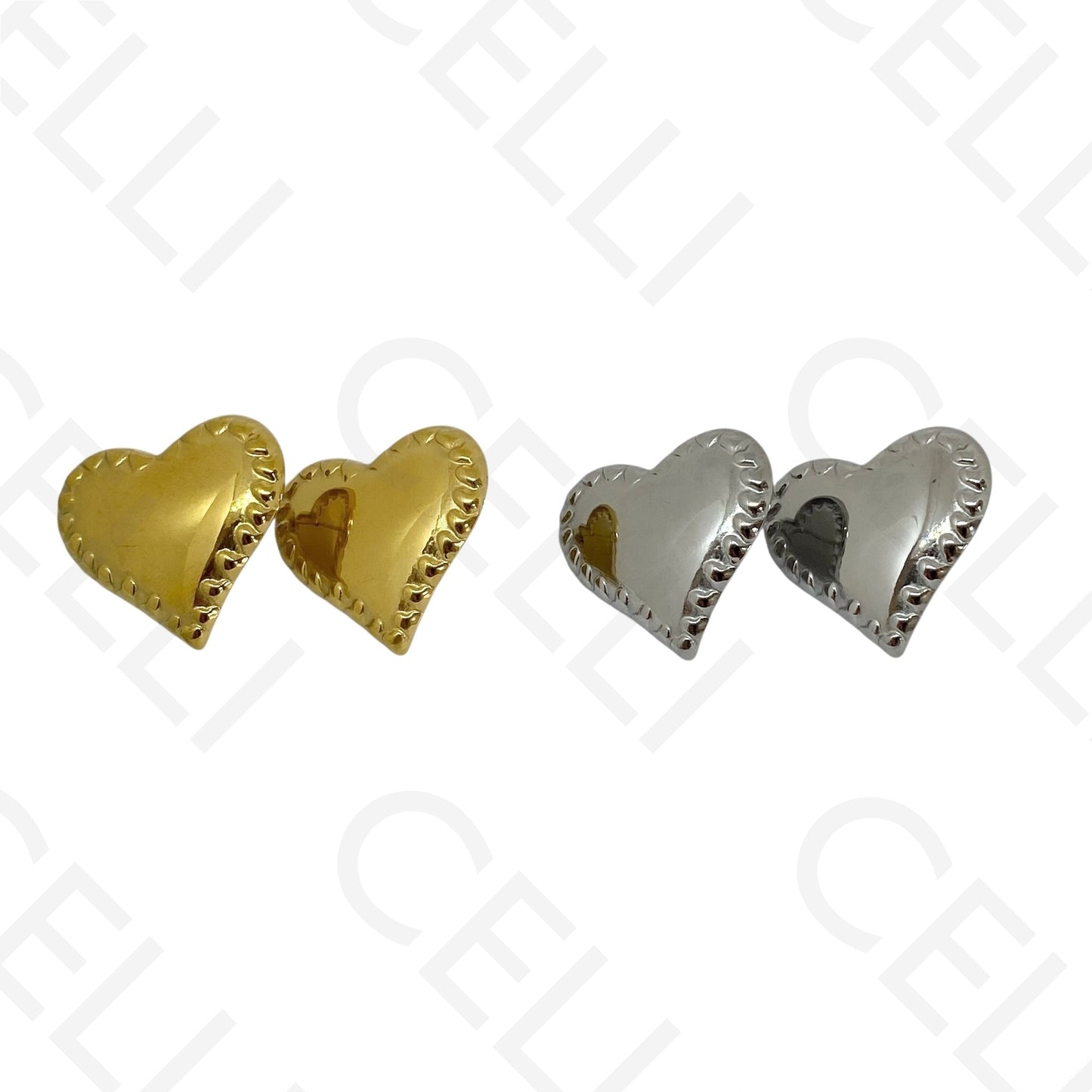 Brinco de aço - coração trabalhado