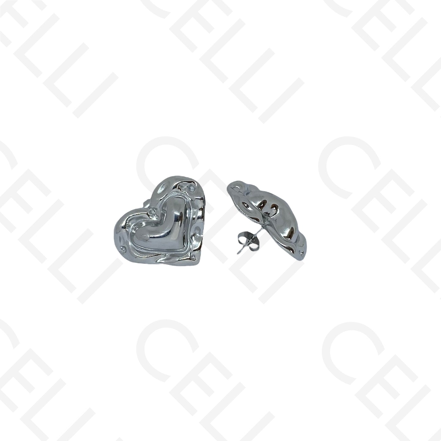 Brinco de aço - coração amassado