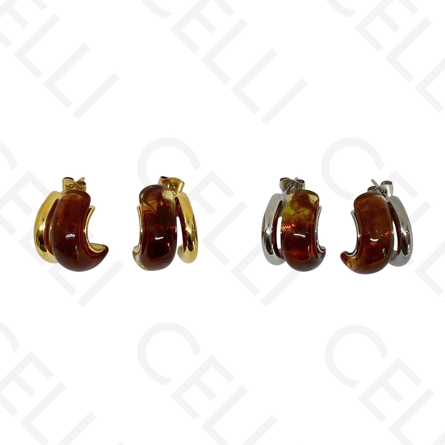 Pendiente de acero - doble con resina