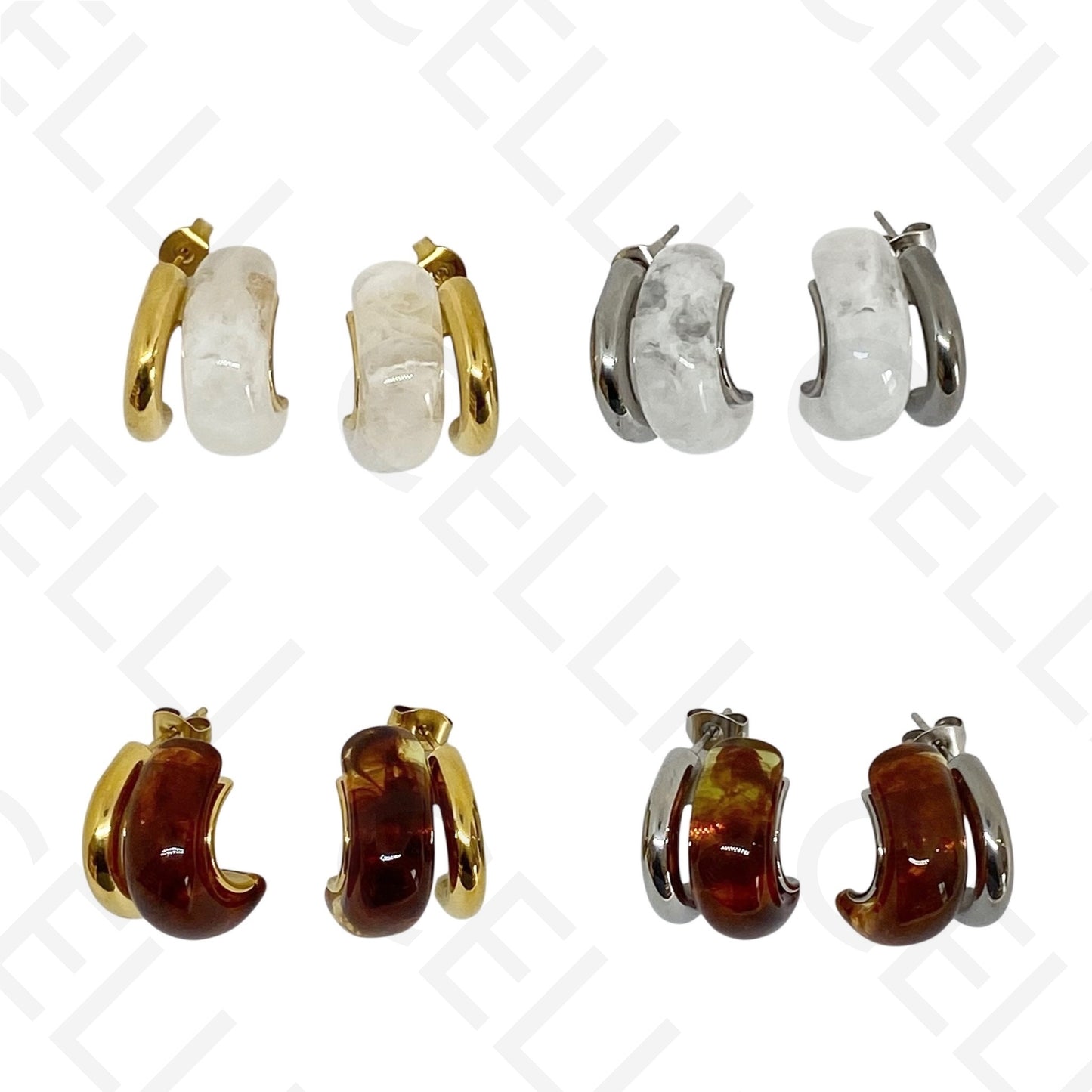 Pendiente de acero - doble con resina