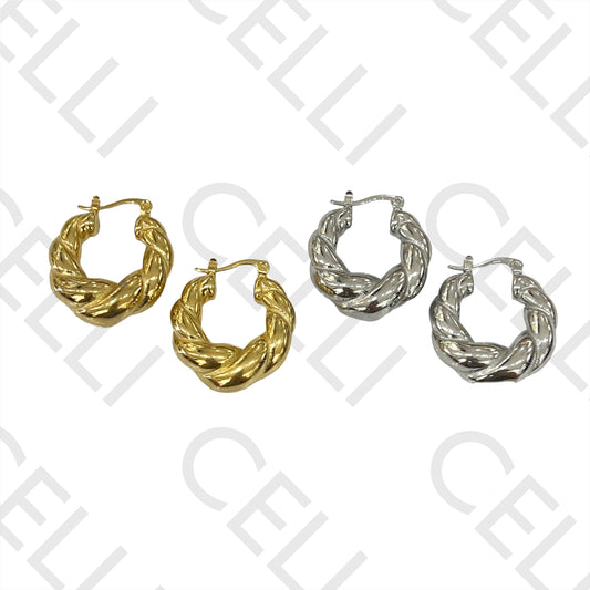 Steel Hoop Earring - Twisted