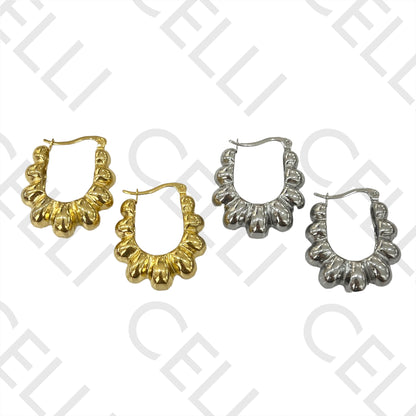 Steel Hoop Earring - Beads