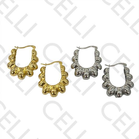 Steel Hoop Earring - Beads