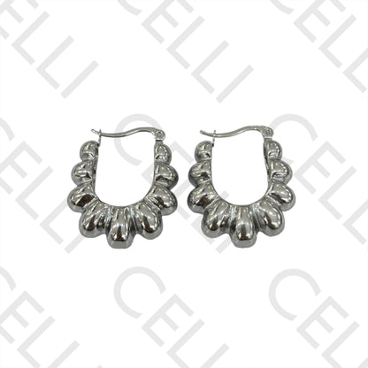 Steel Hoop Earring - Beads