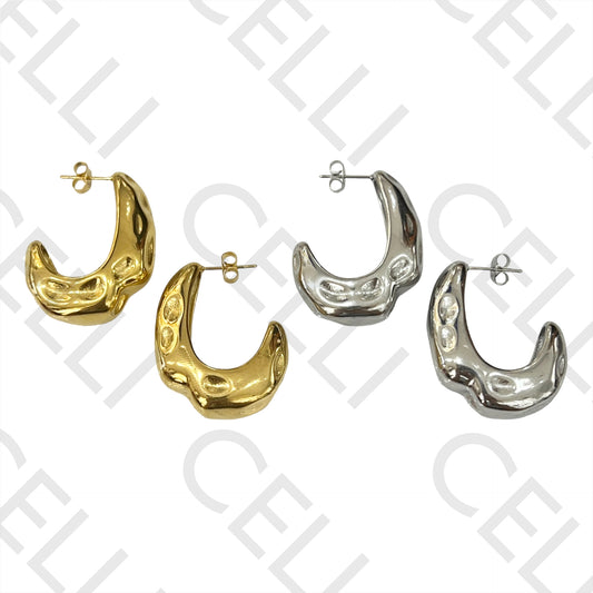 Steel Earring - Detailed Oval